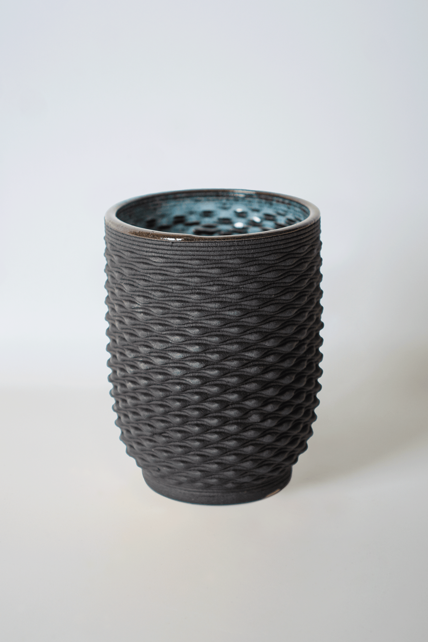 Tactile -Black Light Blue 3d Printed Clay Cup
