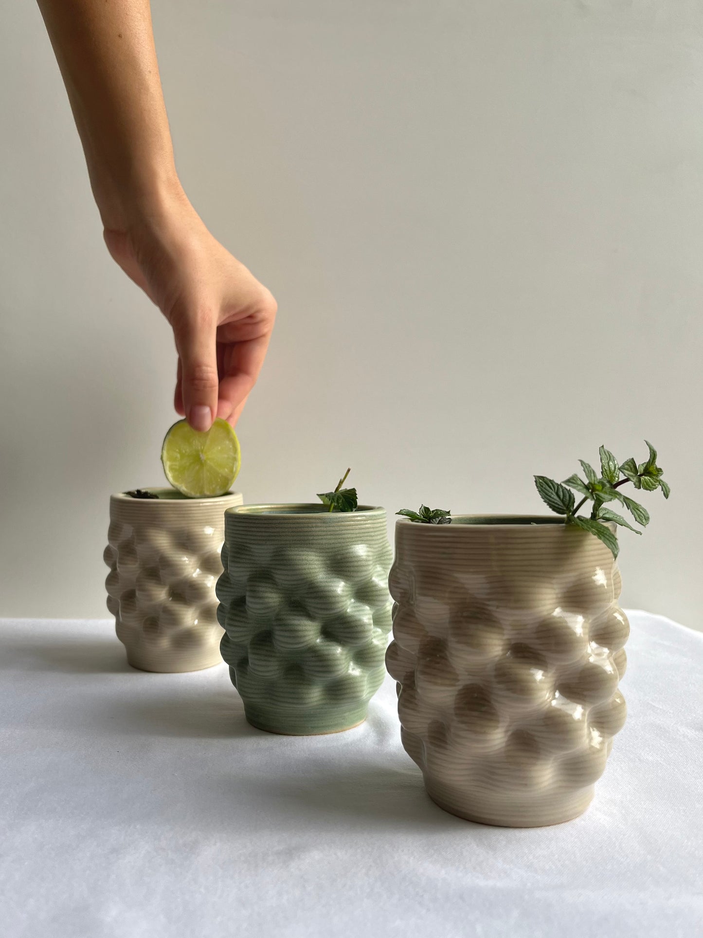 Ripple - Espresso Beige 3d Printed Clay Cups