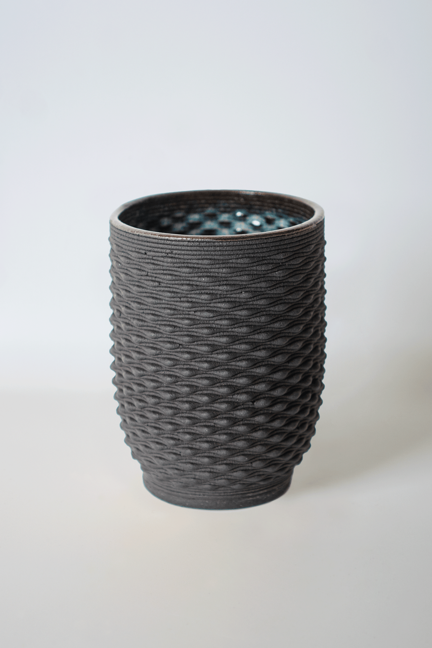 Tactile -Black Ferra red 3d Printed Clay Cup