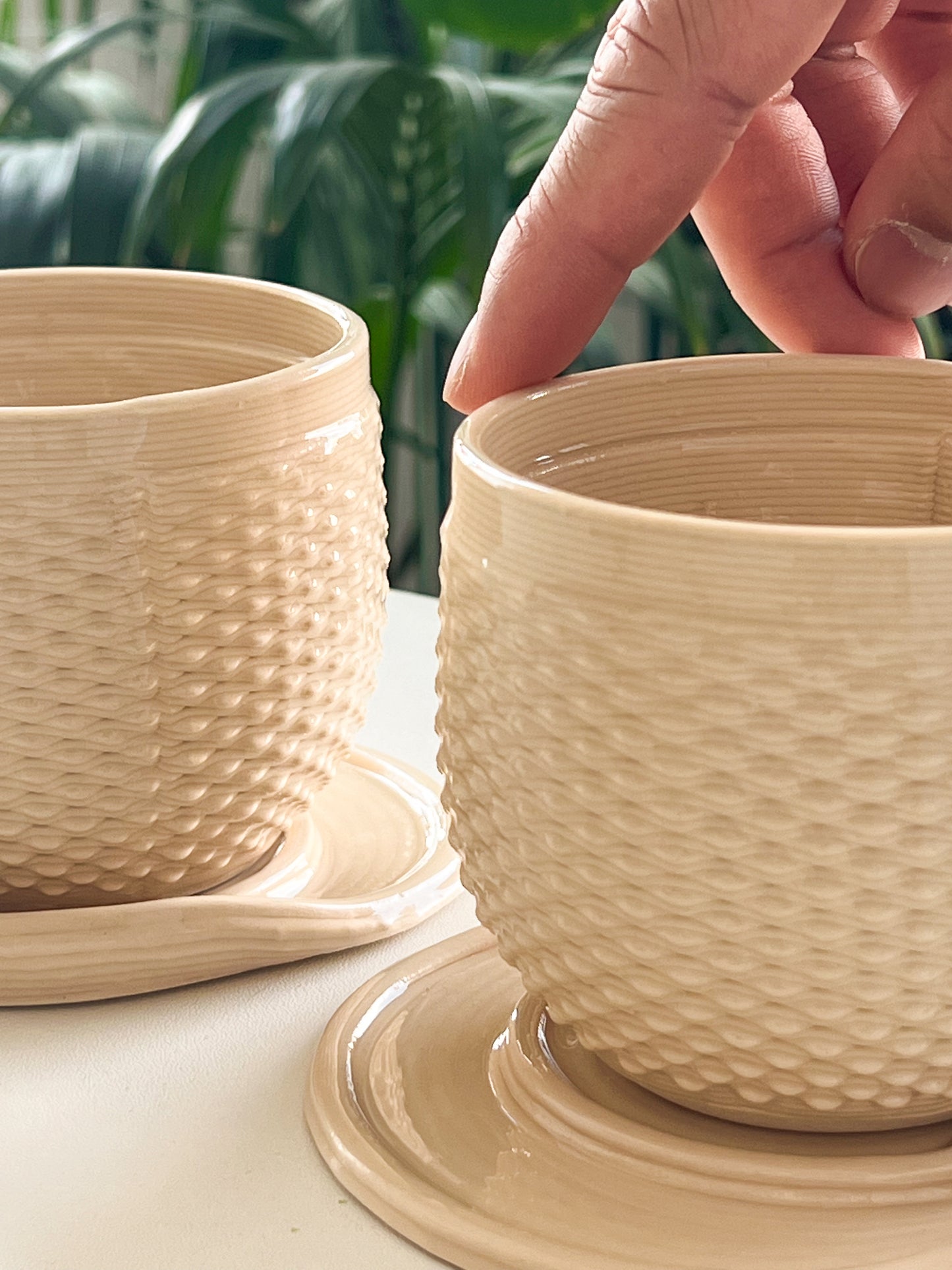 Weave -Black Ombre Matte Blue Double Layer 3D Printed Cups