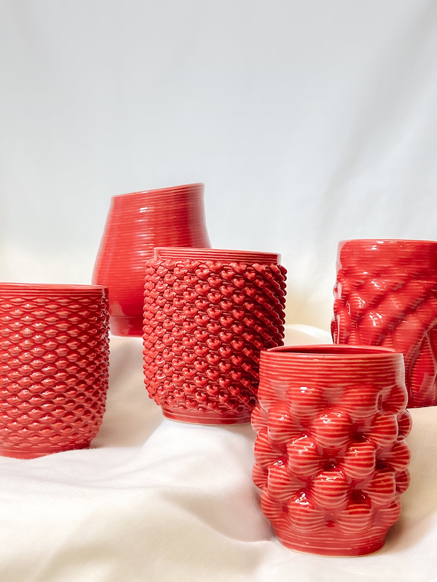 Ripple - Red 3d Printed Clay Cup