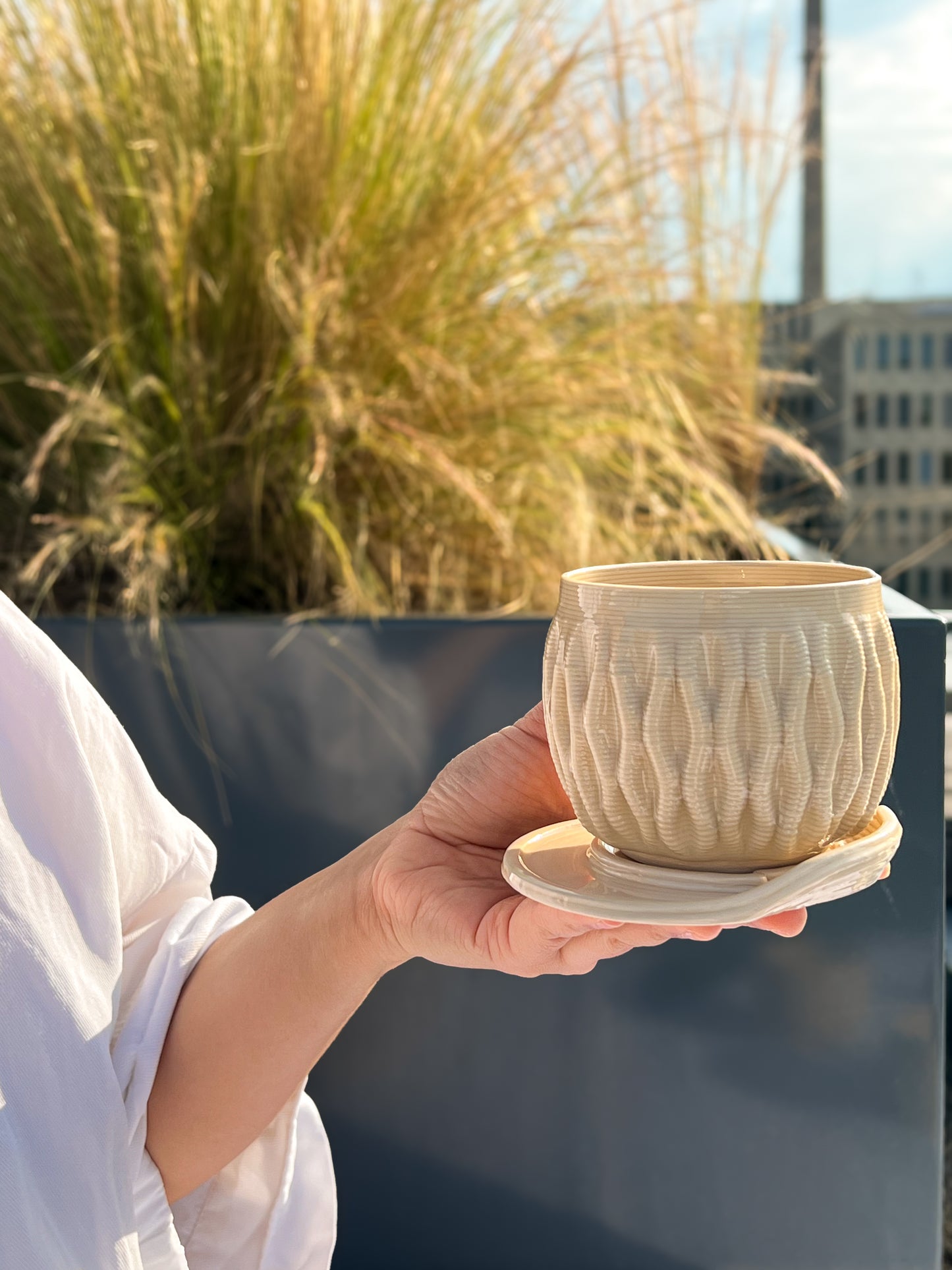 Coral - Black Ombre Blue Matte Double Layer 3D Printed Cups