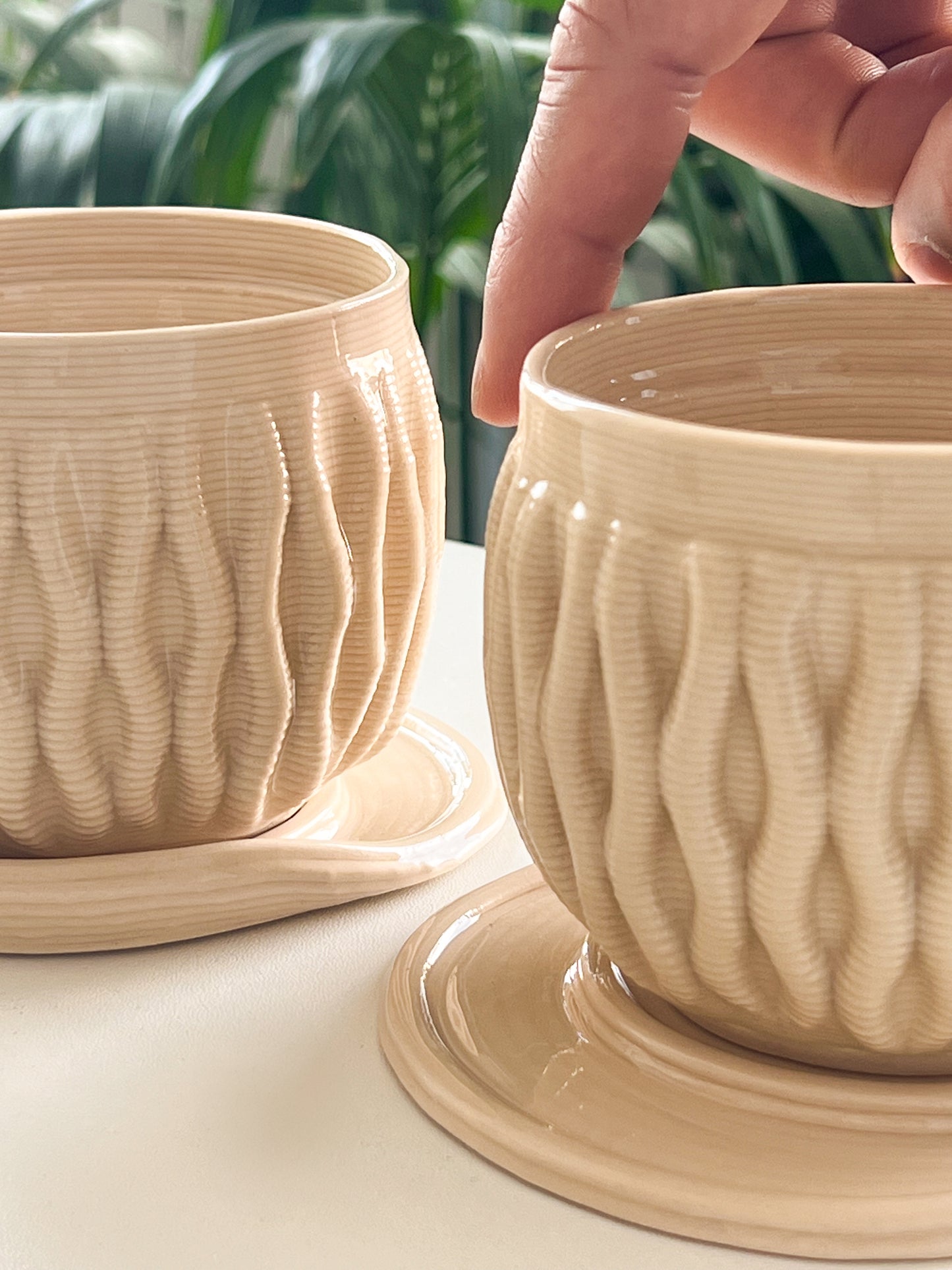 Coral - Black Ombre Blue Matte Double Layer 3D Printed Cups