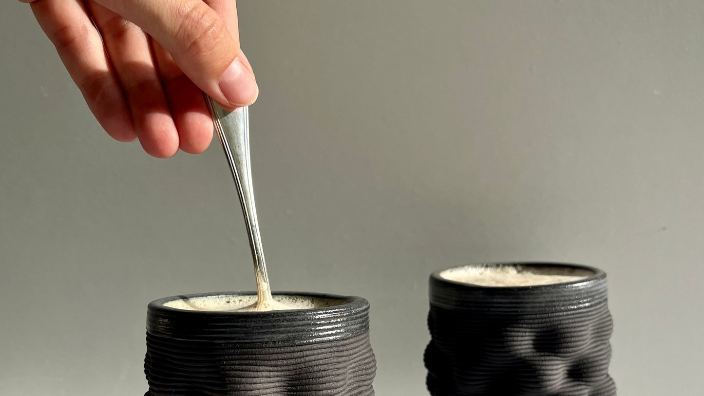 Ripple - Black Magma 3d Printed Clay Cups