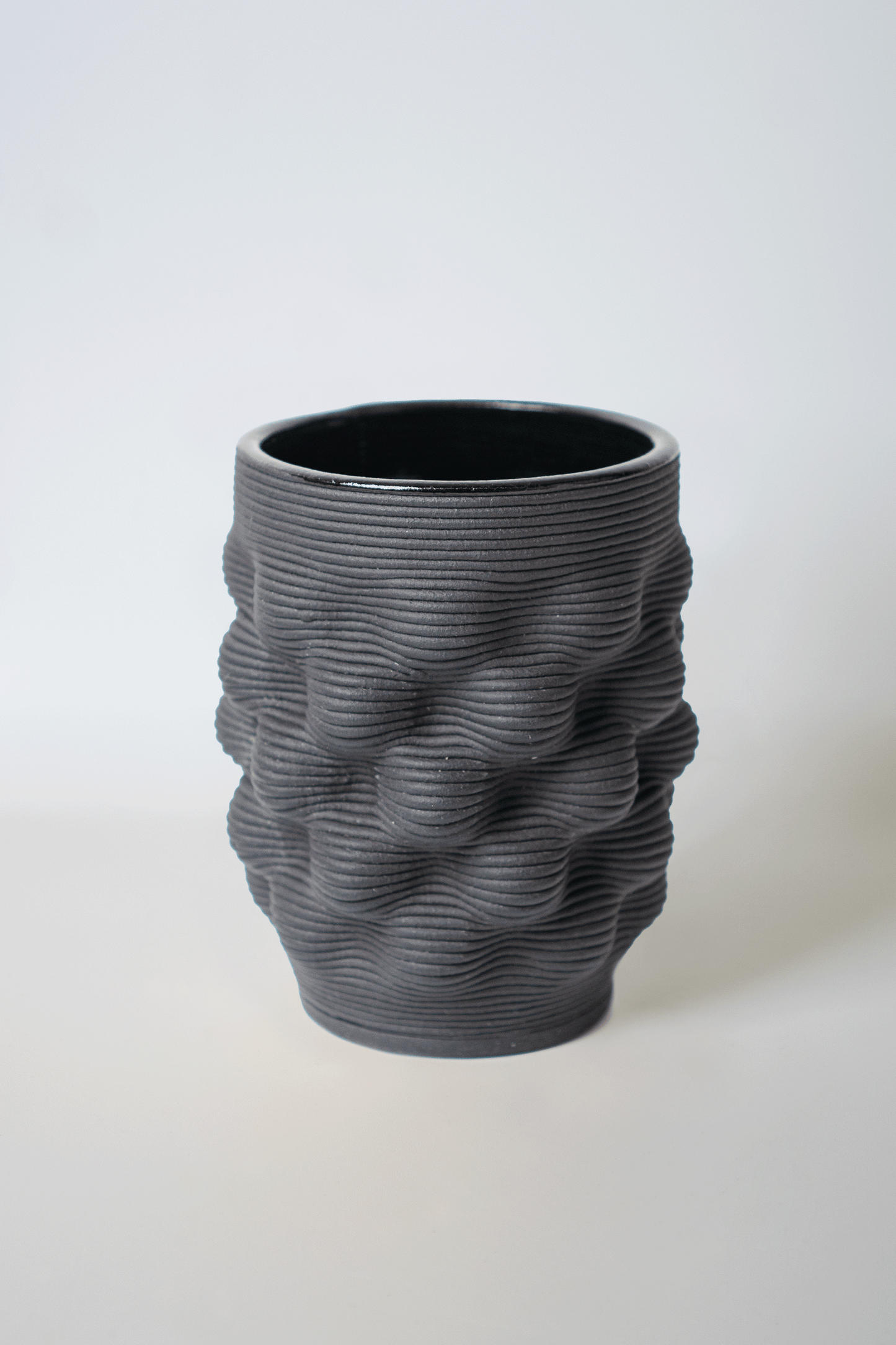 Ripple - Black on Black 3d Printed Clay Cups