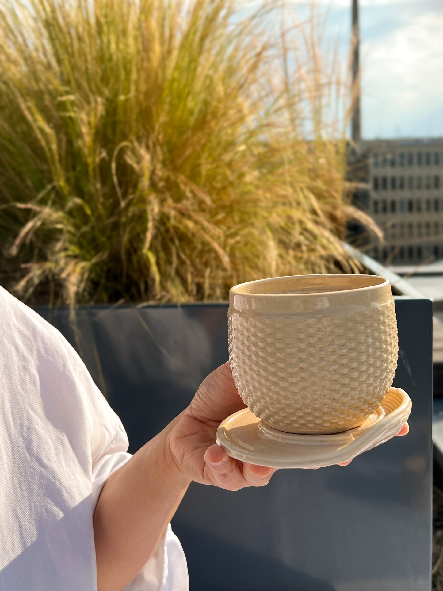 Weave -Black Ombre Matte Blue Double Layer 3D Printed Cups